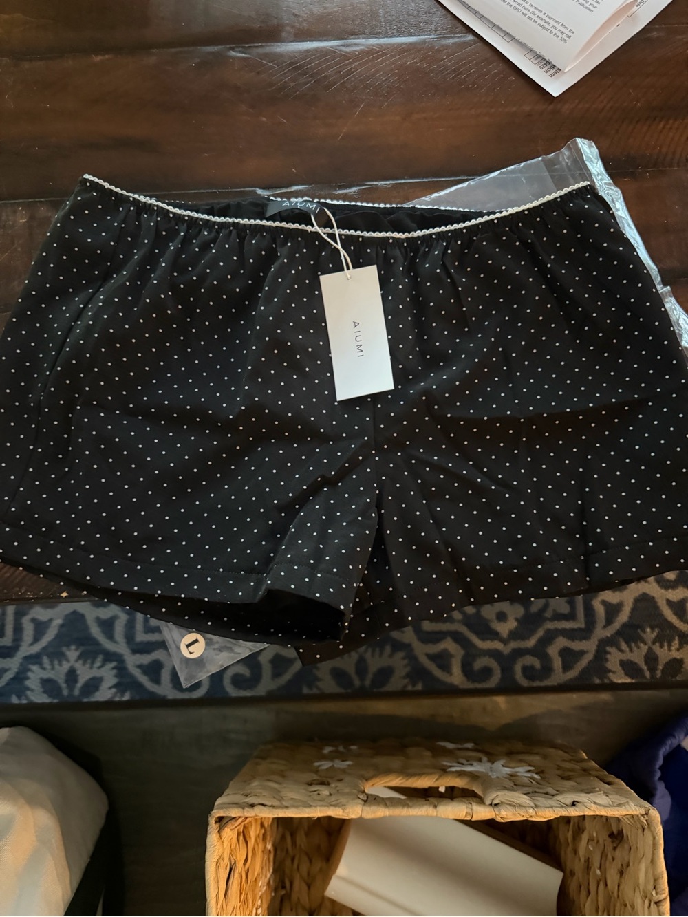 Umi Black with White Polka Dot Lounge Shorts